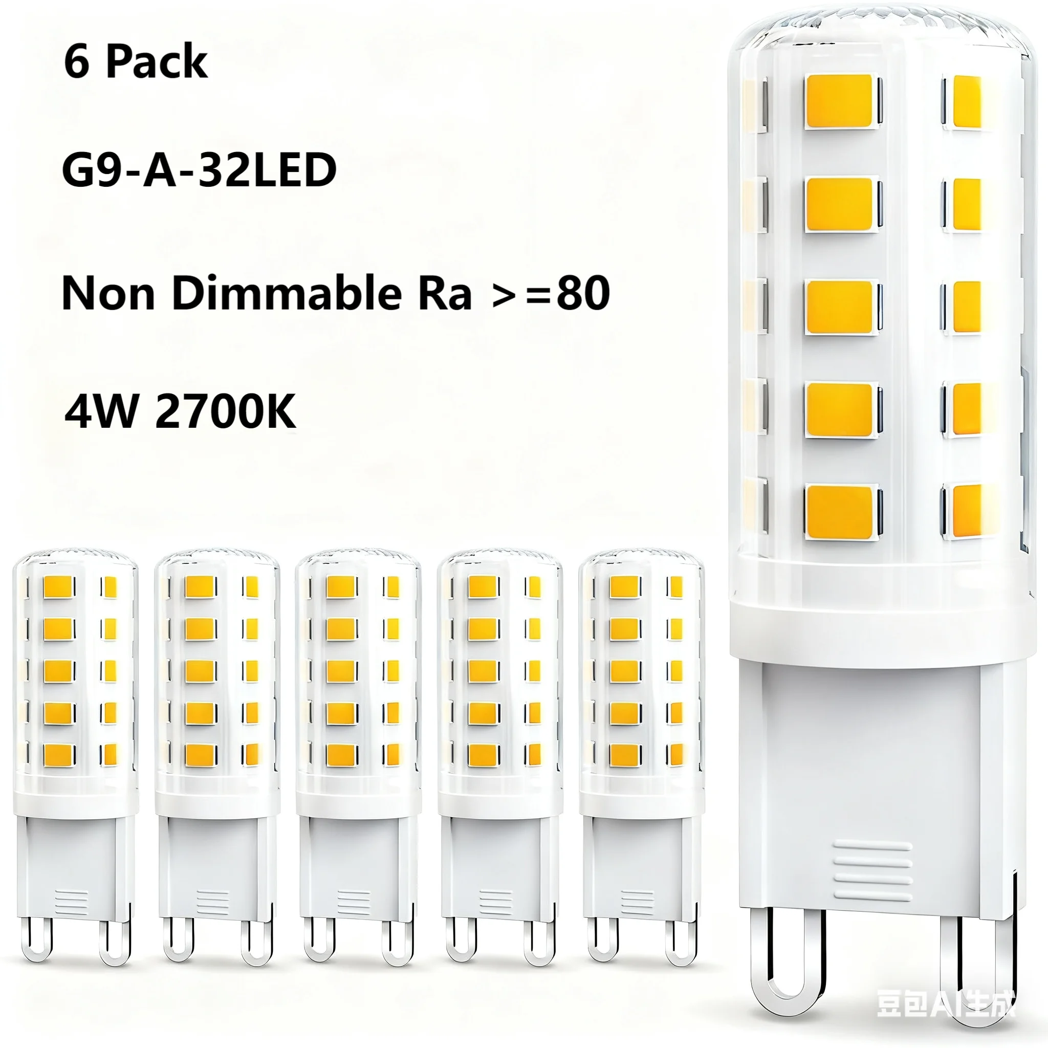 

Светодиодная лампа G9 Теплый белый, 4 Вт, 2700 К, без мерцания, без регулировки яркости, AC200-240 В, цокольные светодиодные лампочки G9 для домашнего освещения - 6 упаковок