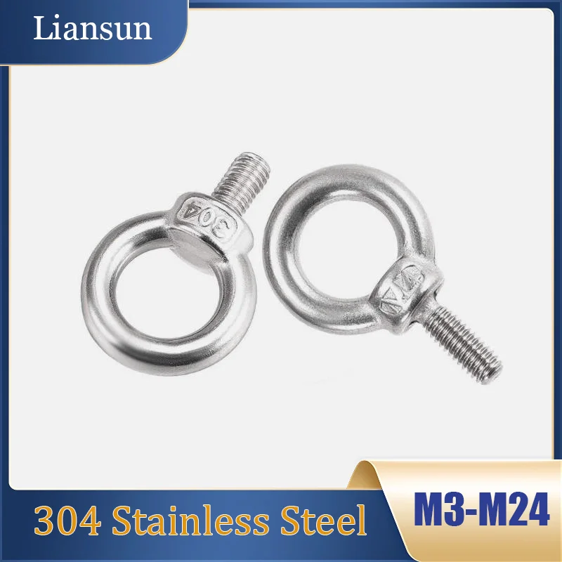 

1-2pcs Lifting Eye Screw Ring Eyebolt Ring Hooking Screws M3 M4 M5 M6 M8 M10 M12 M14 M16 M18 M20 M24 304 Stainless Steel