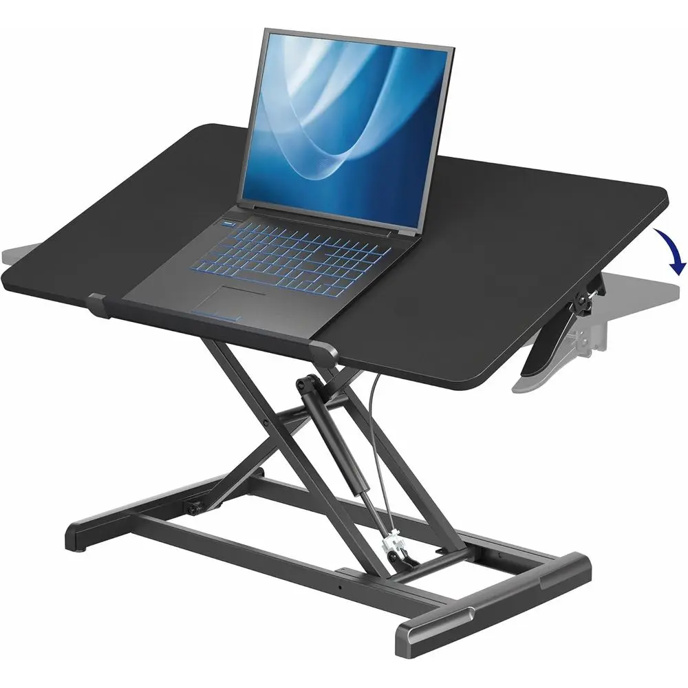 Height Adjustable Stand Up Desk Converter, Ergonomic Sit-Stand Workstation, Laptop and Keyboard Riser, Black