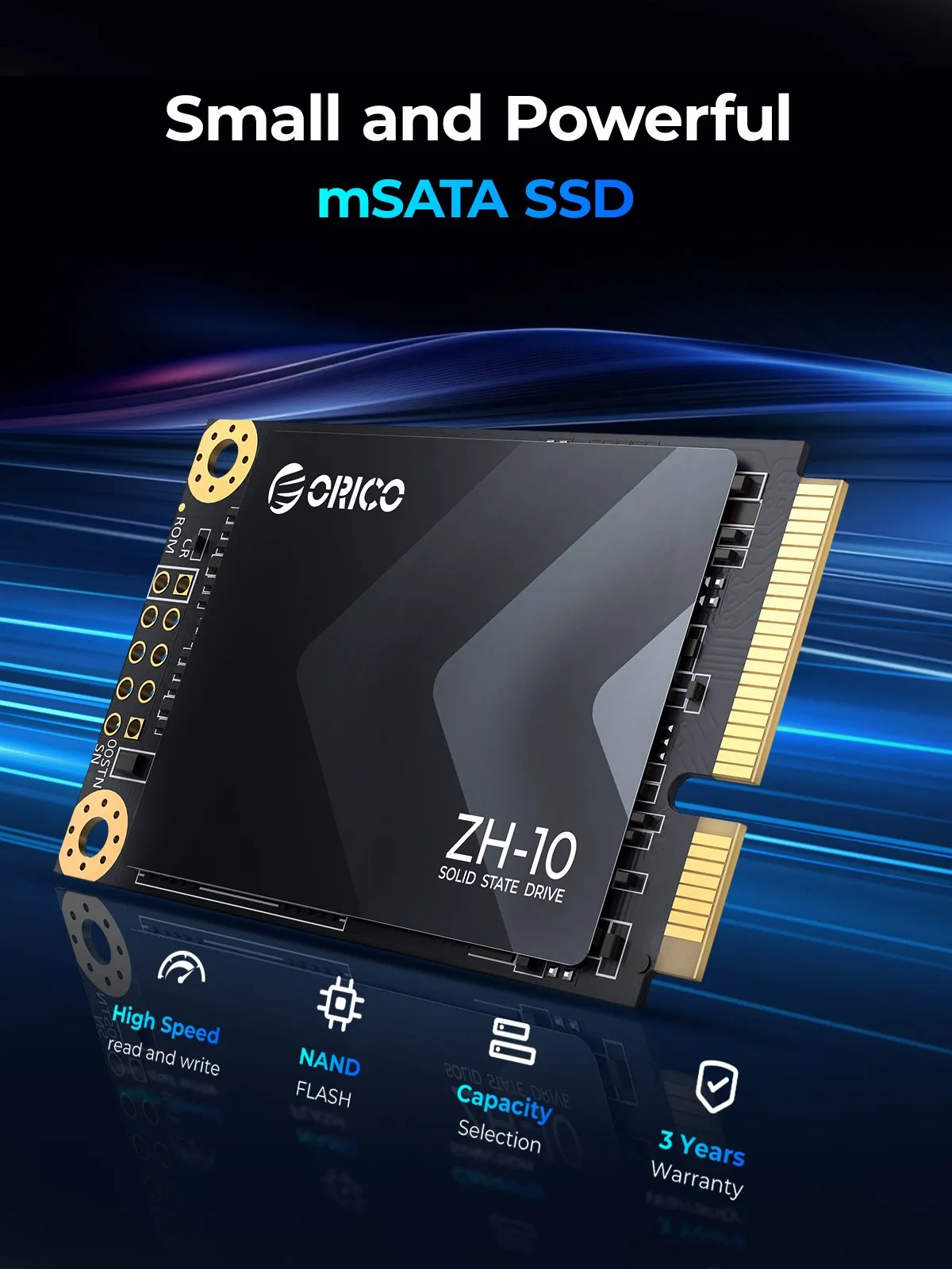 Imagem -02 - Orico-disco Rígido Interno de Estado Sólido Ssd Msata 128gb 256gb 512gb 1tb 2tb 5gbps 3d Nand Apto para Desktop pc Laptop