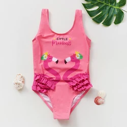 Traje de baño de estilo flamenco para niñas pequeñas, bañador de alta calidad, ropa de playa para niños de 1 a 7 años, recién llegado