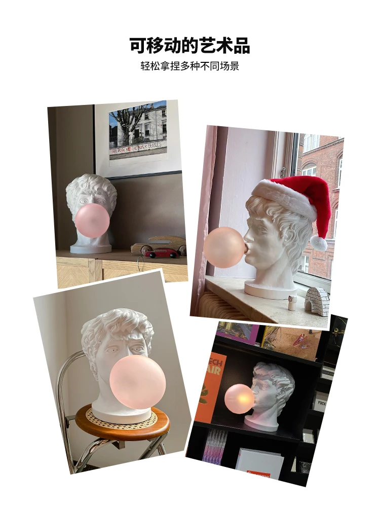 XL David Bubble Atmosphere Table Lamp Bedside Touch Wireless Decoration Art