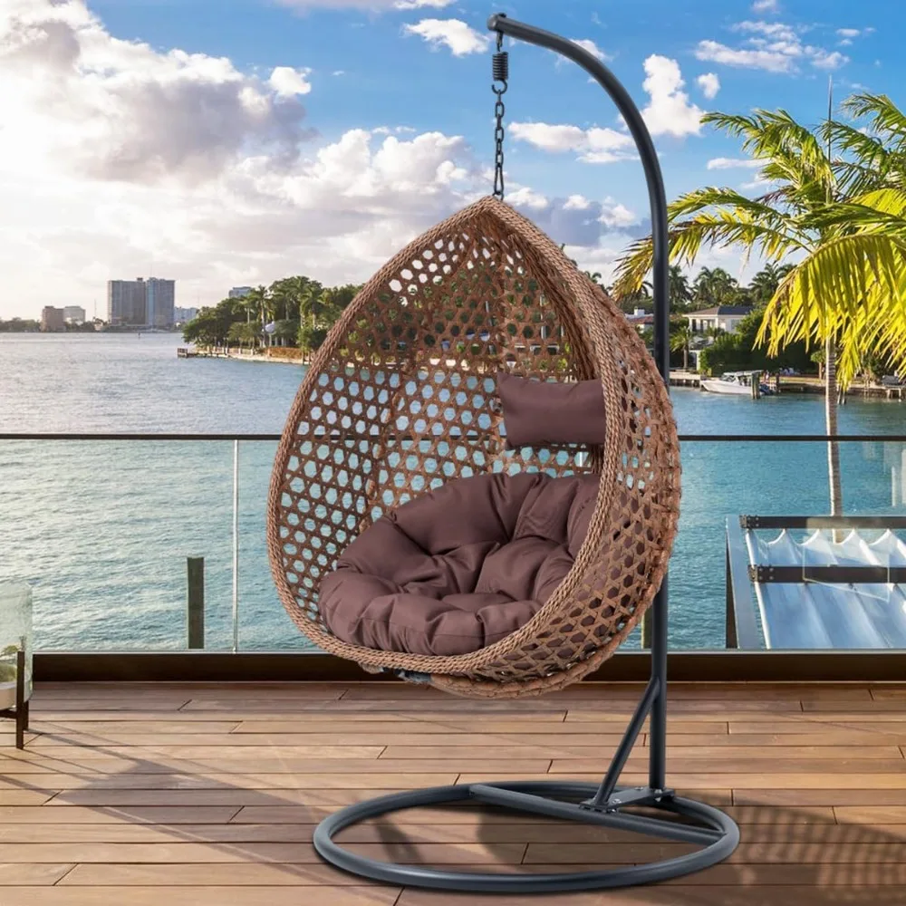 

Egg Swing Chair with Stand,Hanging Egg Chair Indoor Outdoor,Hammock Hanging Basket Chair with Aluminum Steel Frame，Patio Egg Ch