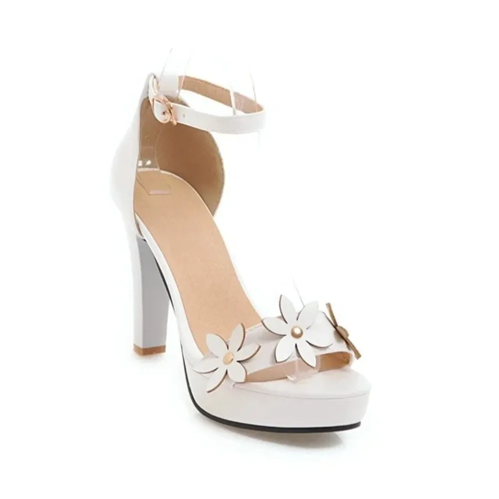 QPLYXCO Sandals Women Peep Toe Super High Heels Sexy Dress Leather Ankle Buckle Wedding Platform Sandals Big Size 45 46 47 H-3