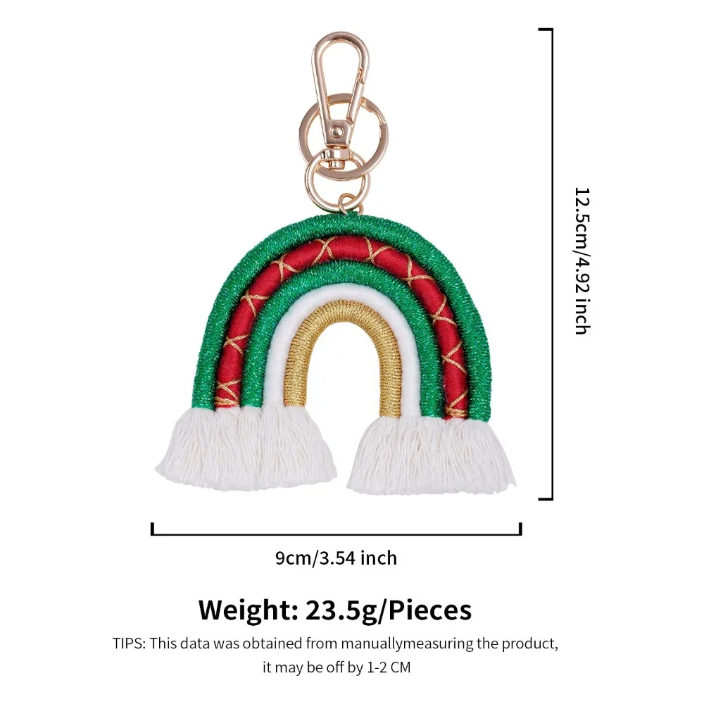 Christmas Gift Bag Keychain Pendant Plush Doll Santa Claus DIY Handmade Creative Backpack Hange Bohemian Style Rainbow Tassel