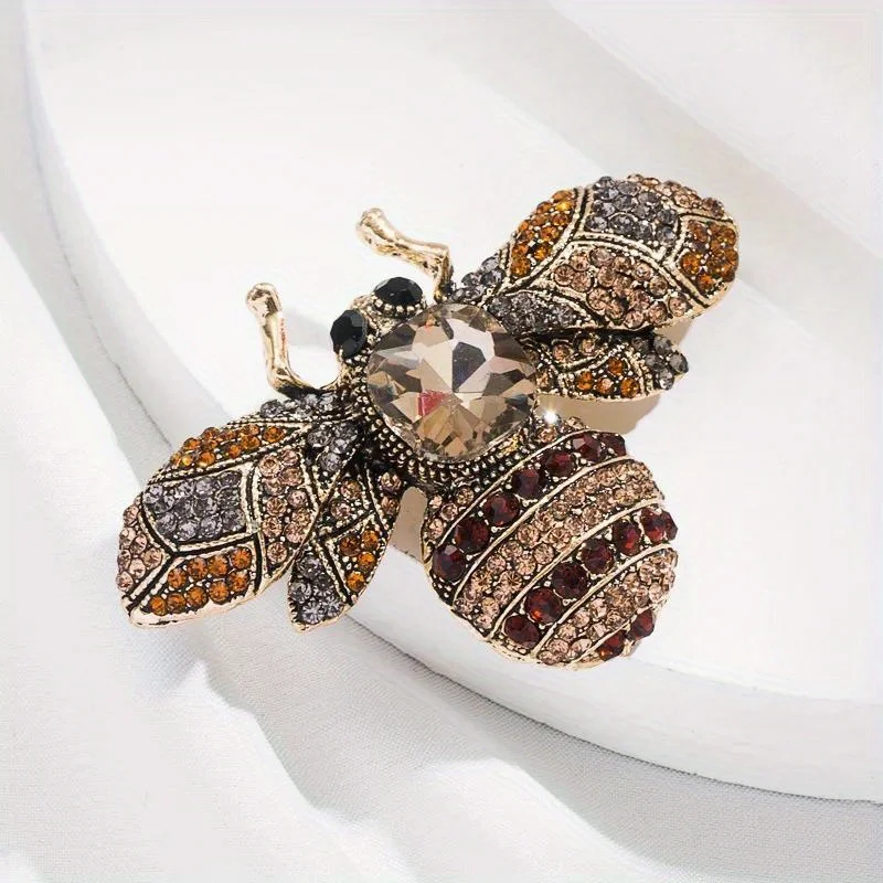 Luxe grote vintage dames meisjes kristallen bij broche speld mode elegante dame prachtige insecten strass badges cadeau's