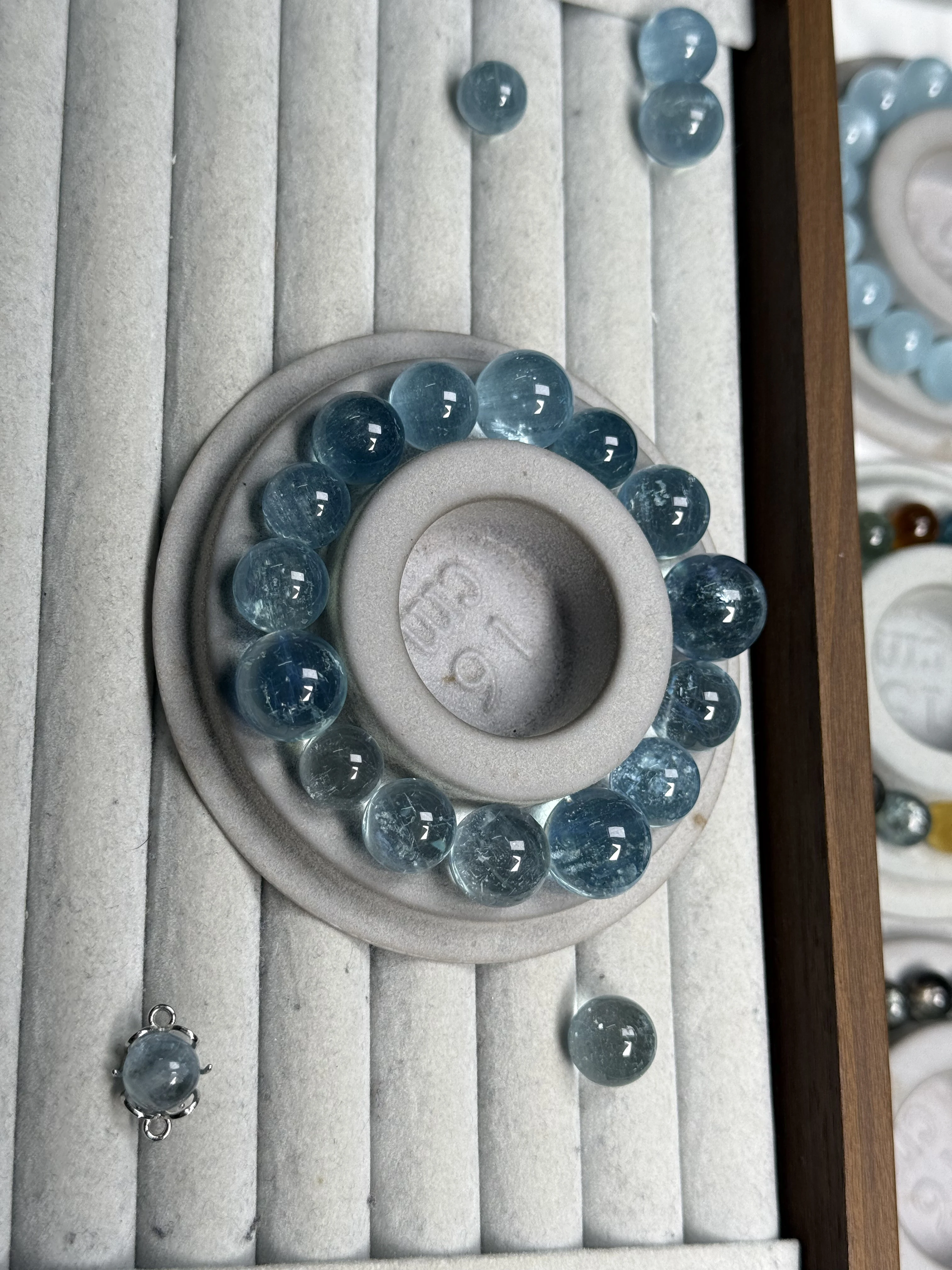 

Natural Aquamarine Bracelet Women's Single Circle Bracelet Men's Couple Gift Accessories