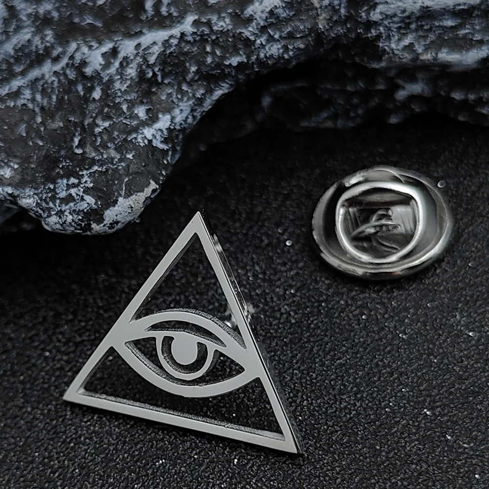 Simple Triangle Evil Eye Brooch Stainless Steel Jewelry Suitable For Suit Shirt Accessories Badge Pins Men Gifts Wholesale