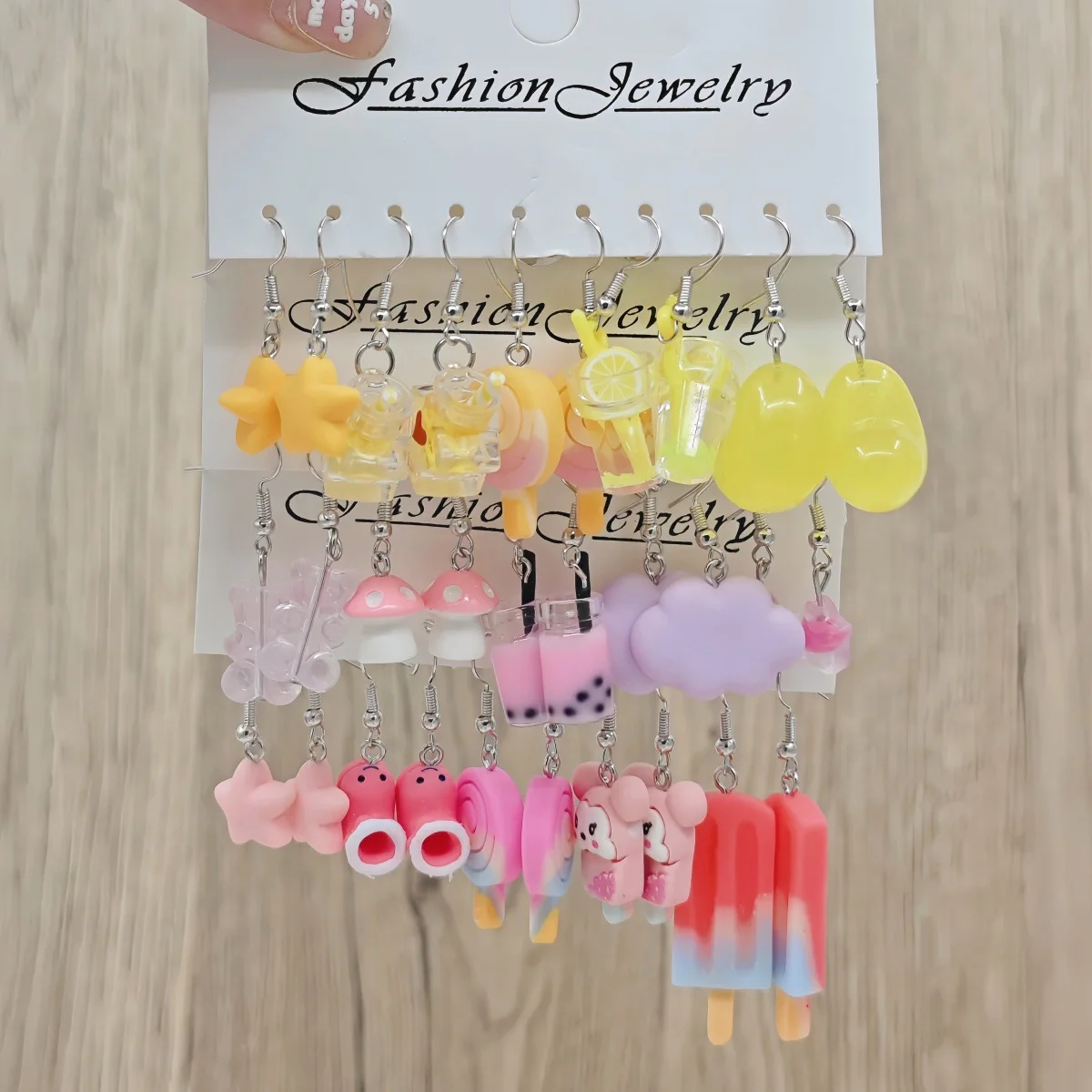 Cartoon Animal White Horse Daisy Resin Donut Earrings Set Cute Playful Trendy Women Fashion Accessories image 3