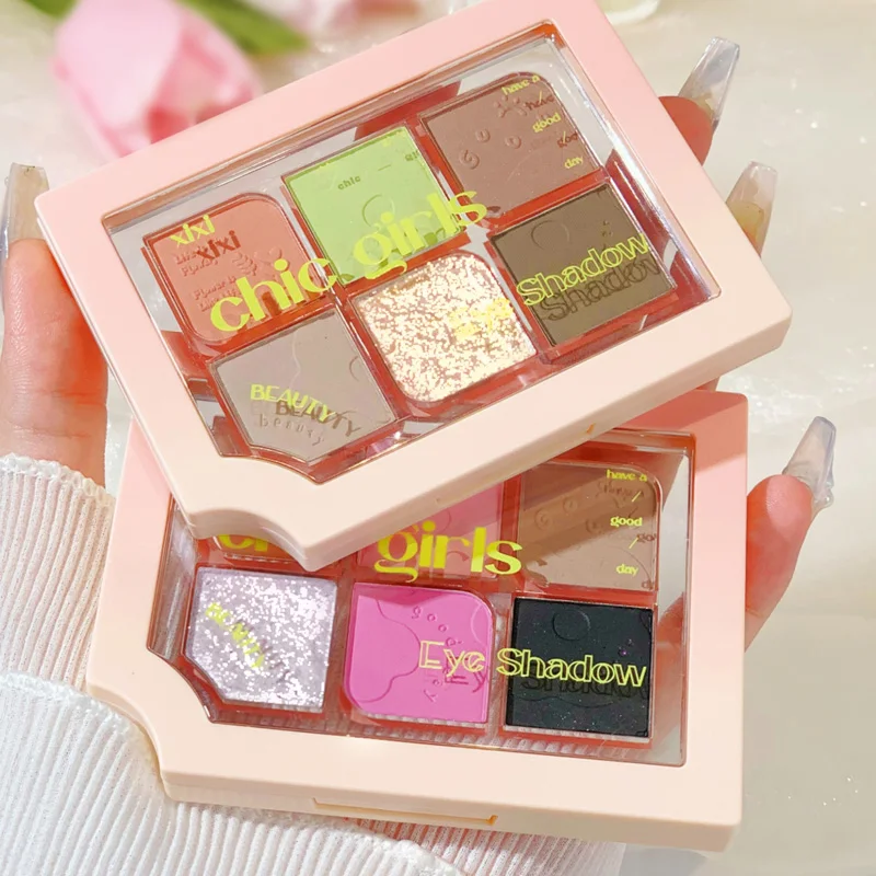 

Spring Color Story 6 Colors Eyeshadow Palette Highly Pigmented Soft Easy to Blend Velvet Matte Shimmer Eye Shadow Korean Makeup