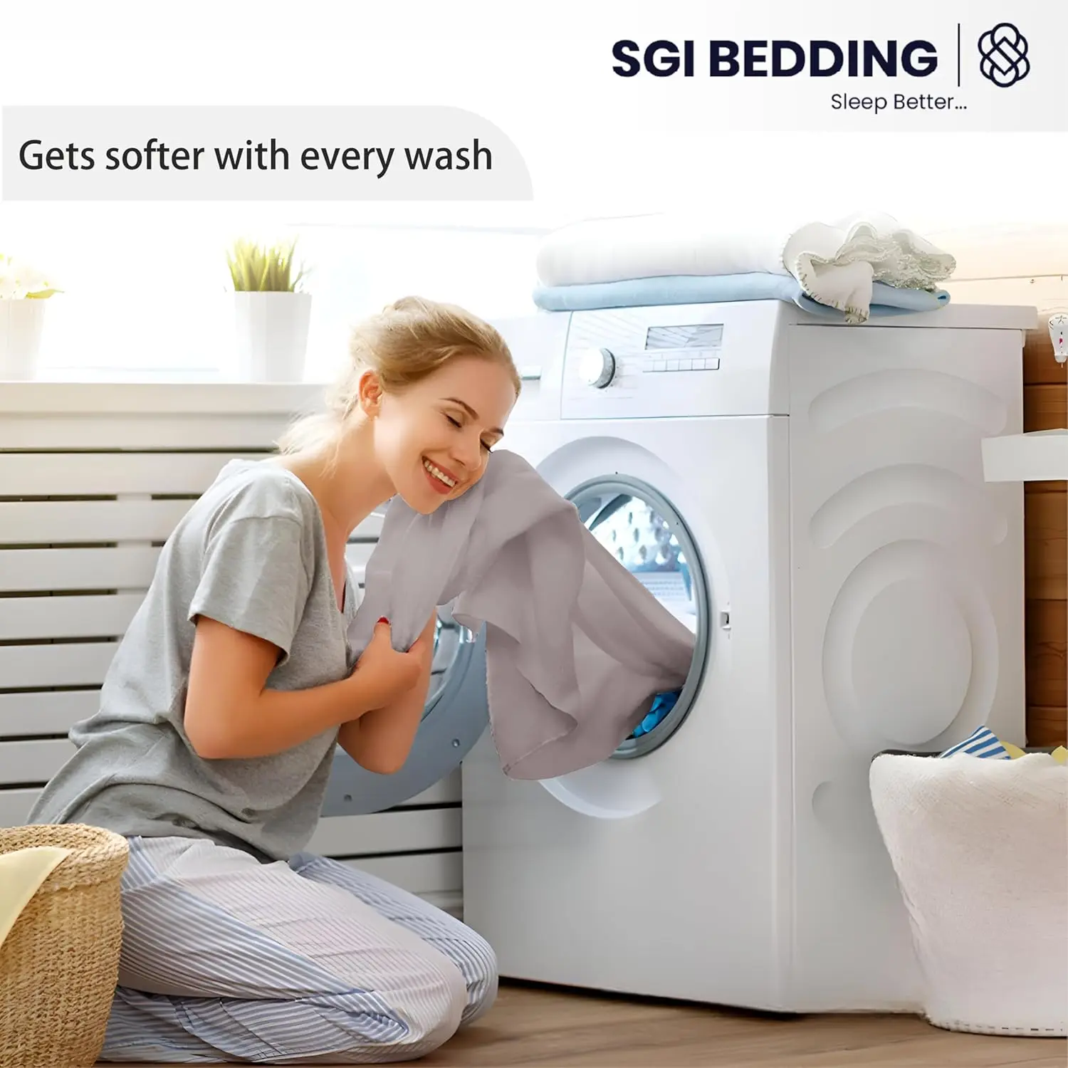 مجموعة ملاءات SGI Queen مكونة من 4 قطع باللون الرمادي الفاتح - 500 TC 100% قطن سوبيما، فائقة النعومة ومسامية، سرير بجيب عميق 15 بوصة بجودة الفندق #6