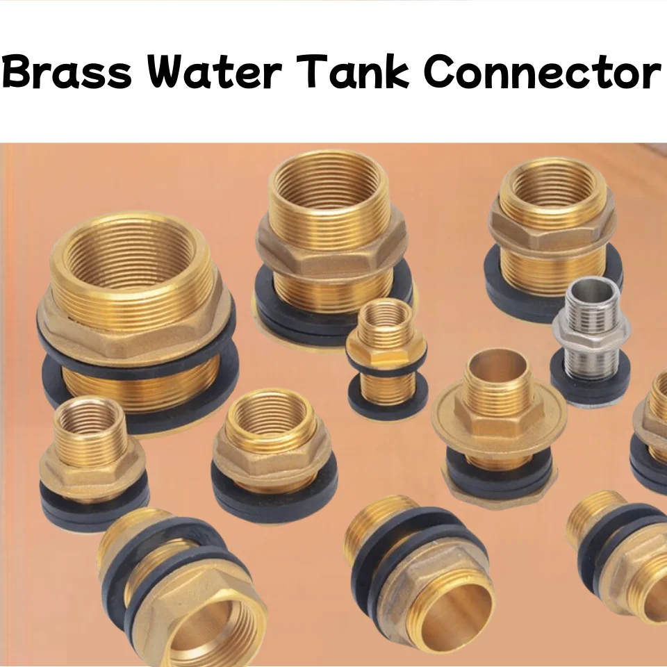 

1/2" 3/4" 1" BSP Threaded Male Pipe Plumbing Fittings Bulkhead Nut Jointer Brass Water Tank Connector