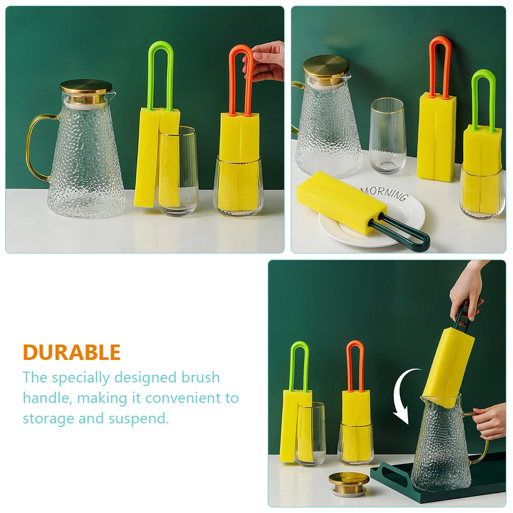 

2 Pcs Sponges Cup Brush Water Bottle Cleaner Handle Cleaning Multifunctional Scrubber