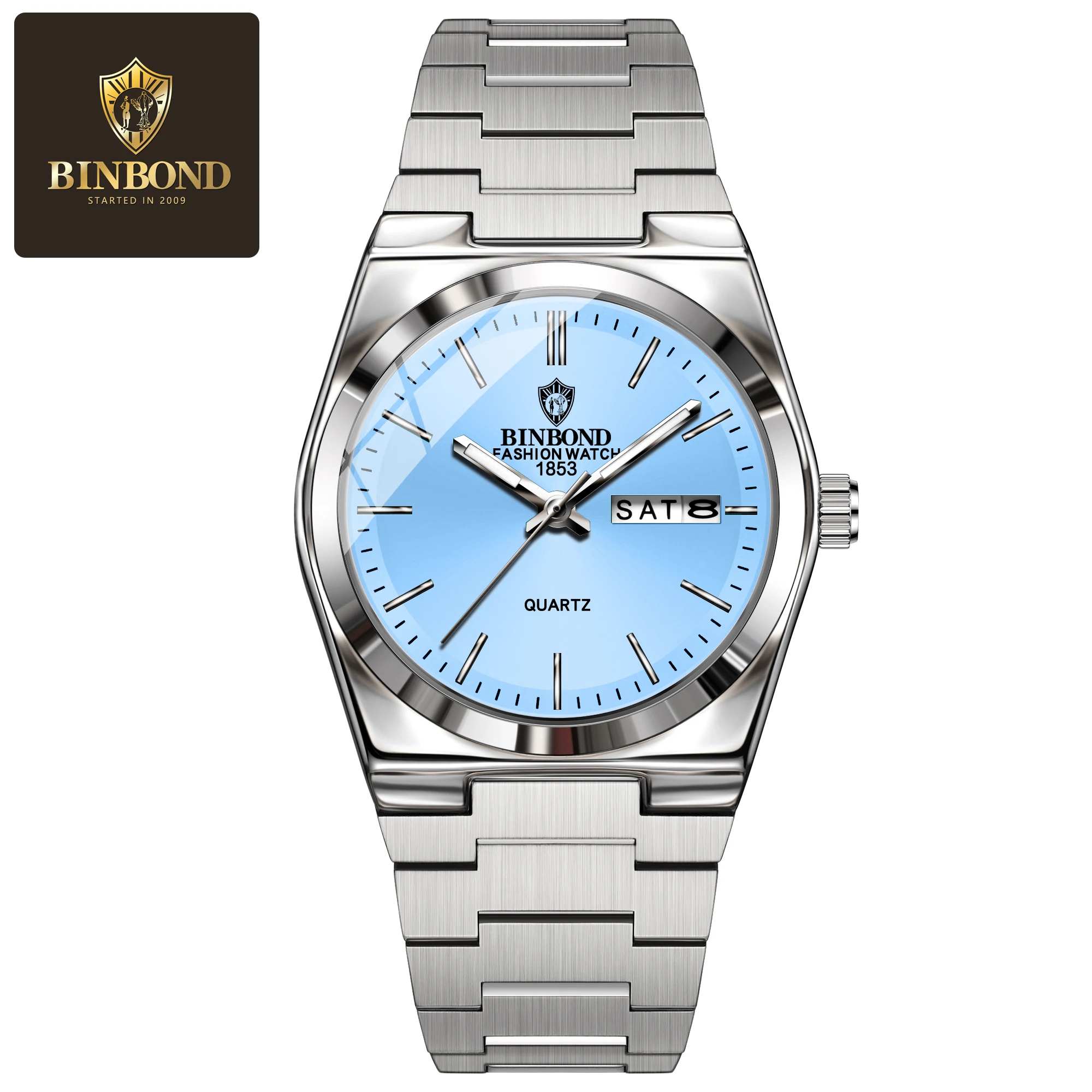 BINBOND2026 Top New Product 103 Fashion Women's Quartz Watch Waterproof Luminous Double Calendar Ultra Thin Women's Watch
