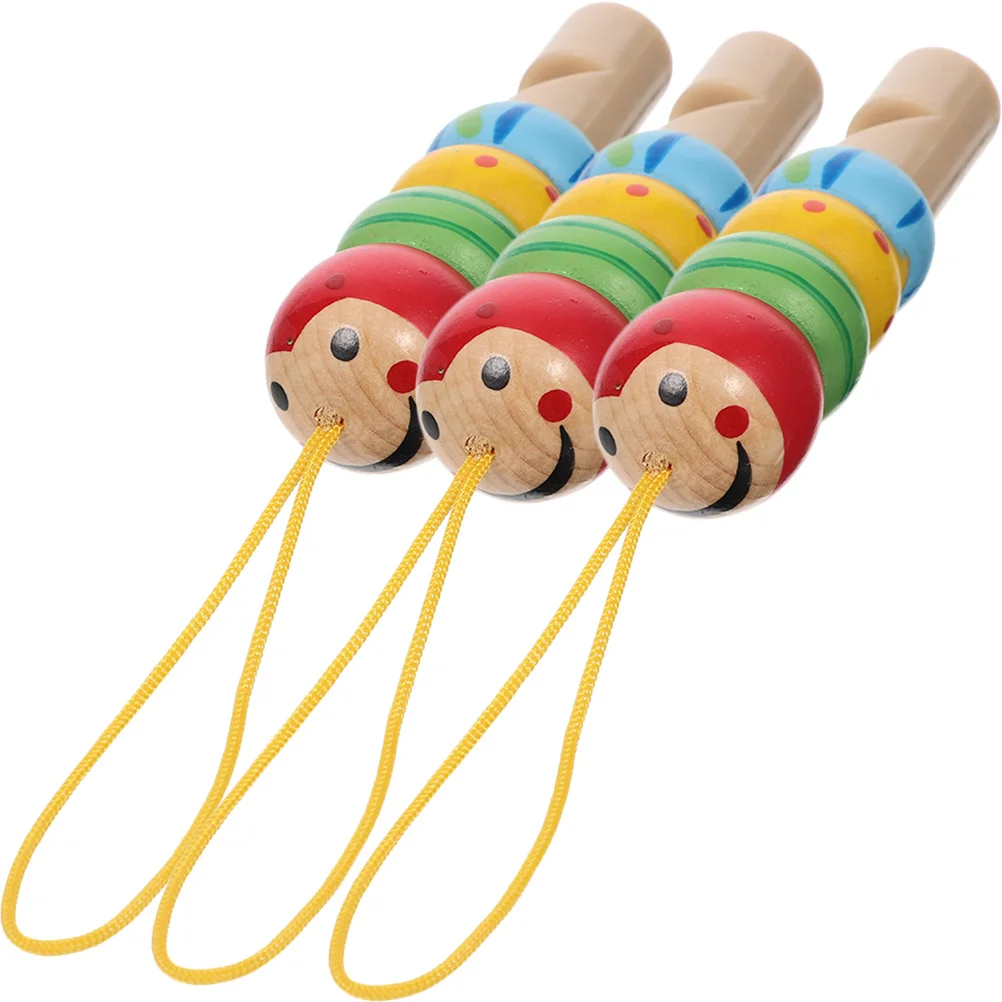 นกหวีดไม้สำหรับเด็ก 3 ชิ้น สีสันสดใส พกพาสะดวก เครื่องดนตรีขนาดเล็ก ของเล่นเสริมพัฒนาการสำหรับเด็กเล็ก ของขวัญสำหรับเด็ก