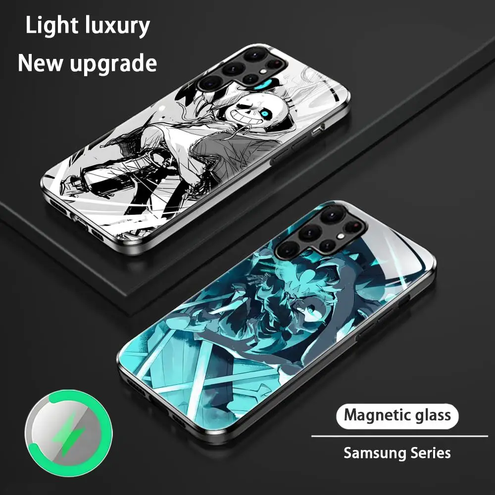 Popular Undertale Pixel Game Phone Case For Samsung S26 S25 S24 S23 S22 S21 S20 Plus Ultra Glass Magnetic Case
