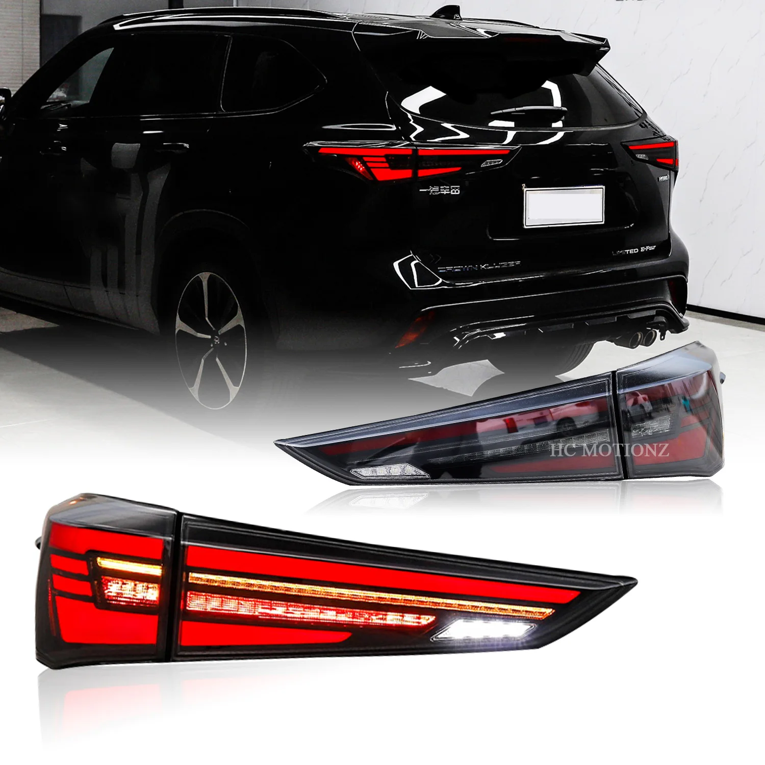 HCMOTIONZ LED Tail Lights for Toyota Highlander 2022 4th Gen Taillight with Start UP Animation Brake Light Reverse Light