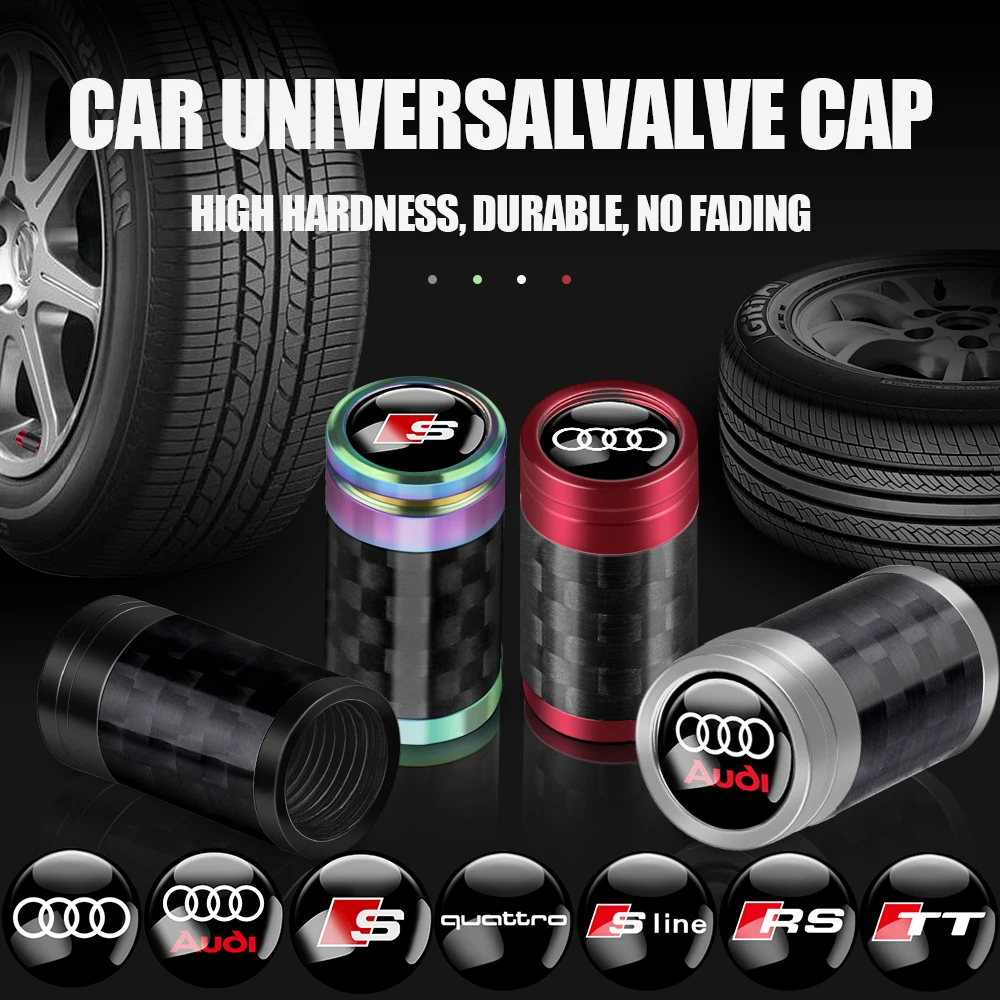 

4Pcs Car Carbon Fiber Wheel Tire Air Valve Caps for SLINE RS S quattro A3 C5 TT A4 B8 8V A6 C7 A5 Q5 B7 B6 B9 Q7 A1 A7 Q3 Q6 Q8