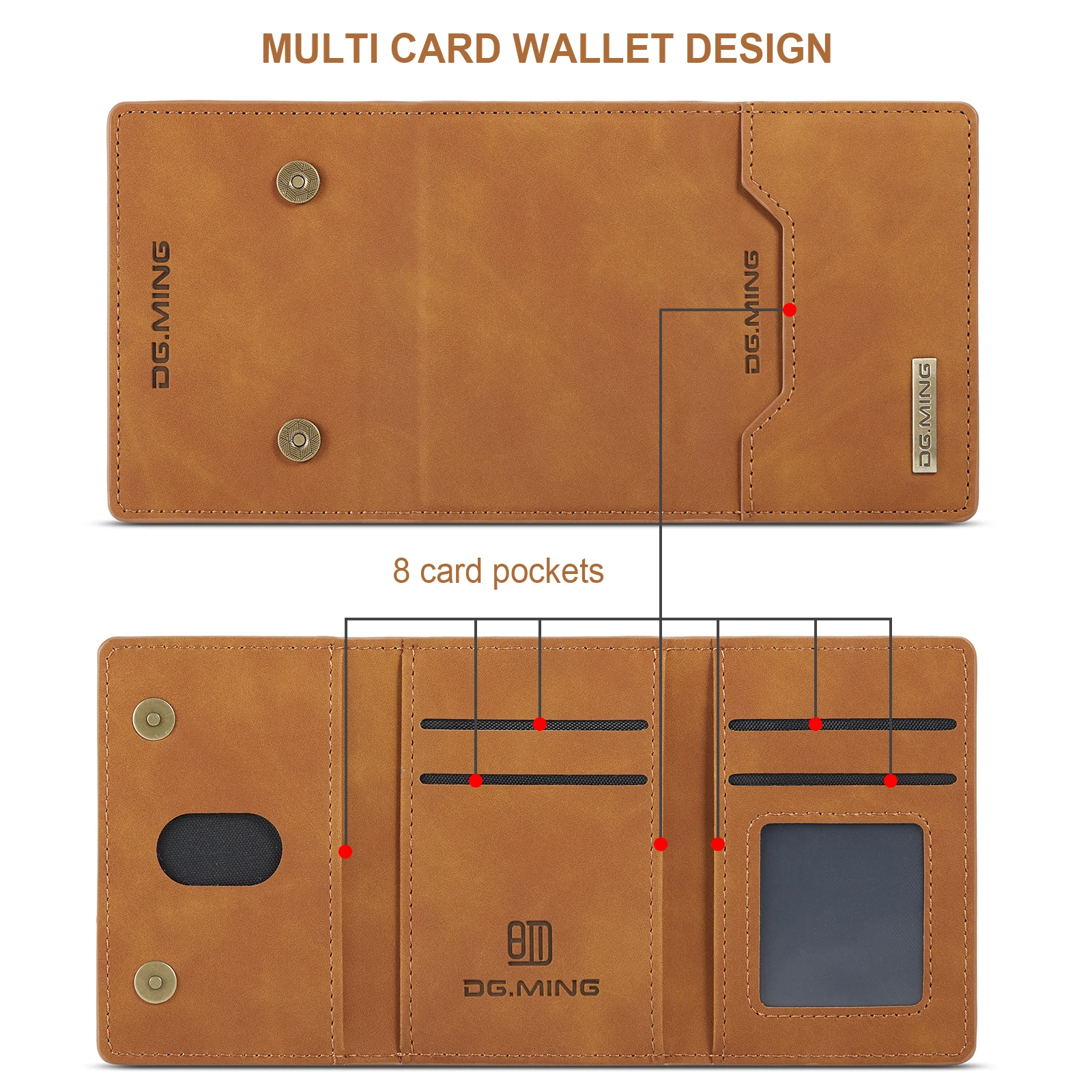 Tri-fold Credit Card Holder for Men Slim Minimalist, Passport Transparent ID Window, Small Magnetic Wallet for Womens