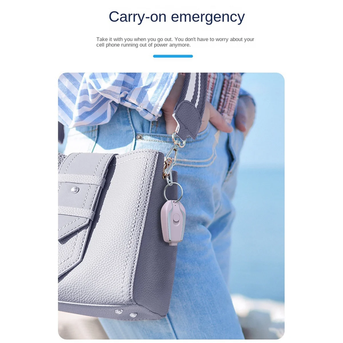 1200mAh draagbare mini-powerbank sleutelhanger Powerbank mobiele telefoon reserve externe batterij voor smartphone, Type-C zwart