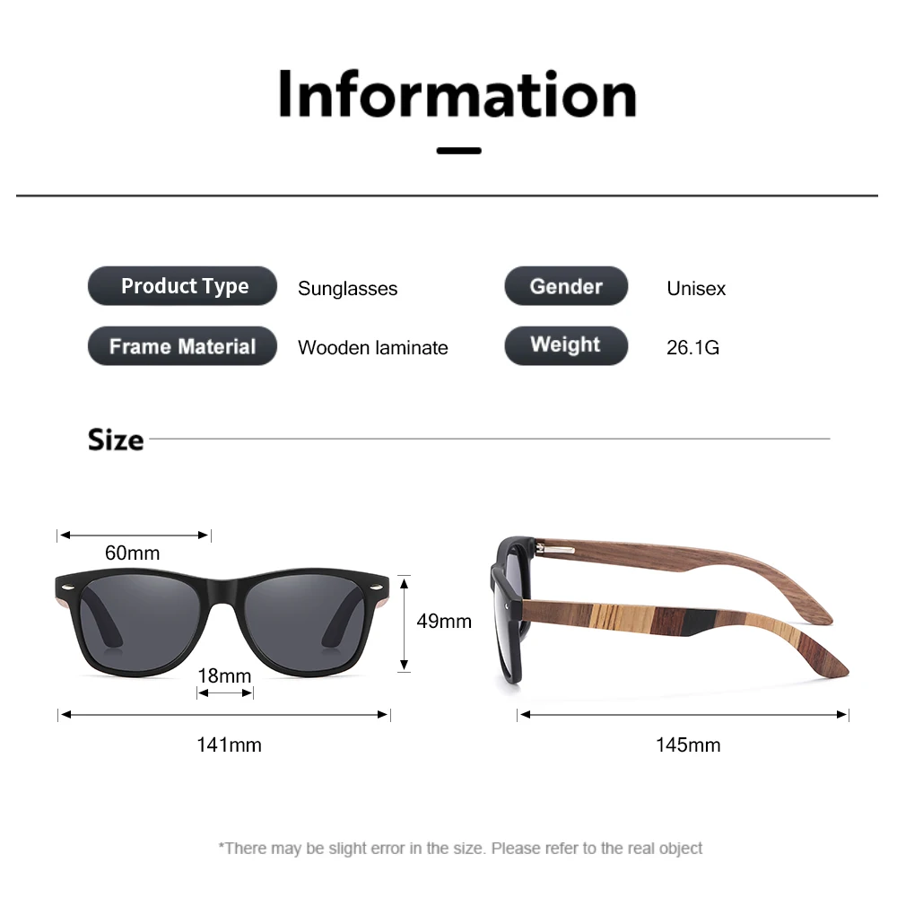 EagleBailin H506 Wooden Color-Changing Prescription Sunglasses & Blue Light Glasses – Unisex Myopia&Sunglasses for Men & Women