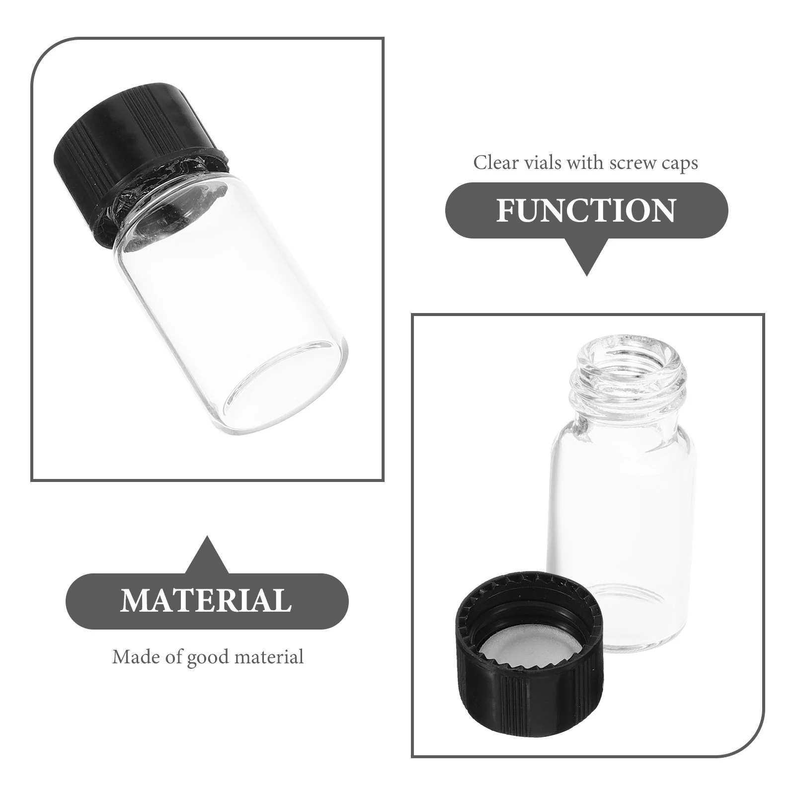 10 Pcs Clear Leak-proof Vial Small Liquid Vials Leakproof Bottle with Screw Caps