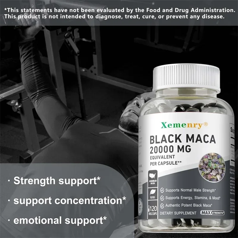 Black Maca Root Capsules - Male Enhancing Supplement, Boost Endurance & Strength, Promote Muscle Growth, Improve Performance
