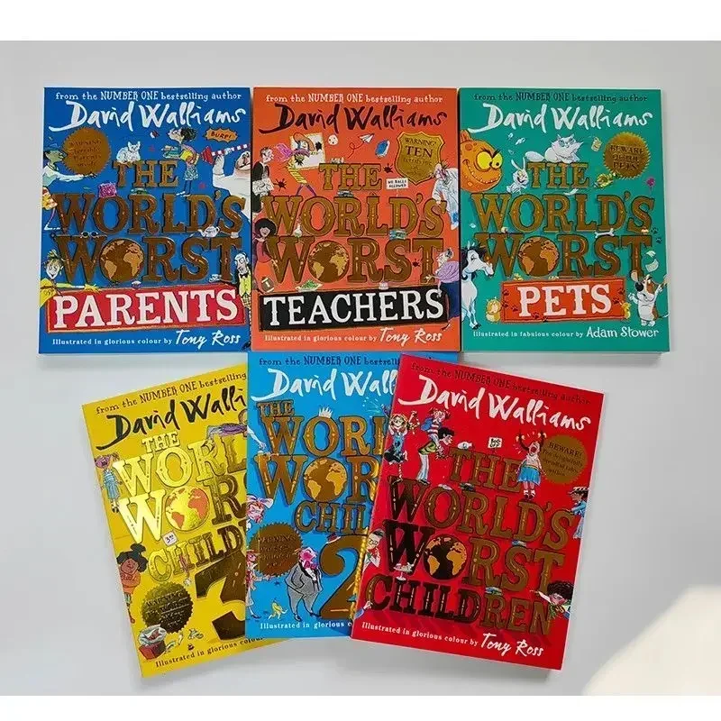 6 كتب/مجموعة إصدار ديفيد ويليامز الملون من رواية الفكاهة الابتدائية للأطفال الأسوأ في العالم 6 كتب مجلدات #3