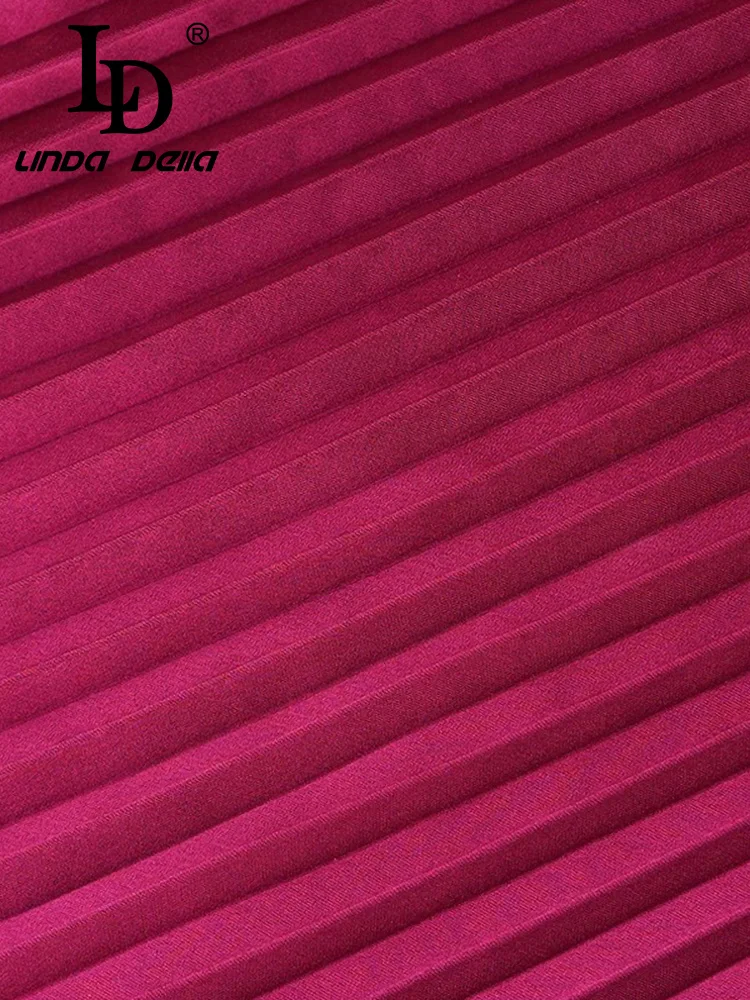 فستان نسائي أنيق للحفلات الراقصة من LD LINDA DELLA بأكمام واسعة ومطوي عتيق وفضفاض للسهرة