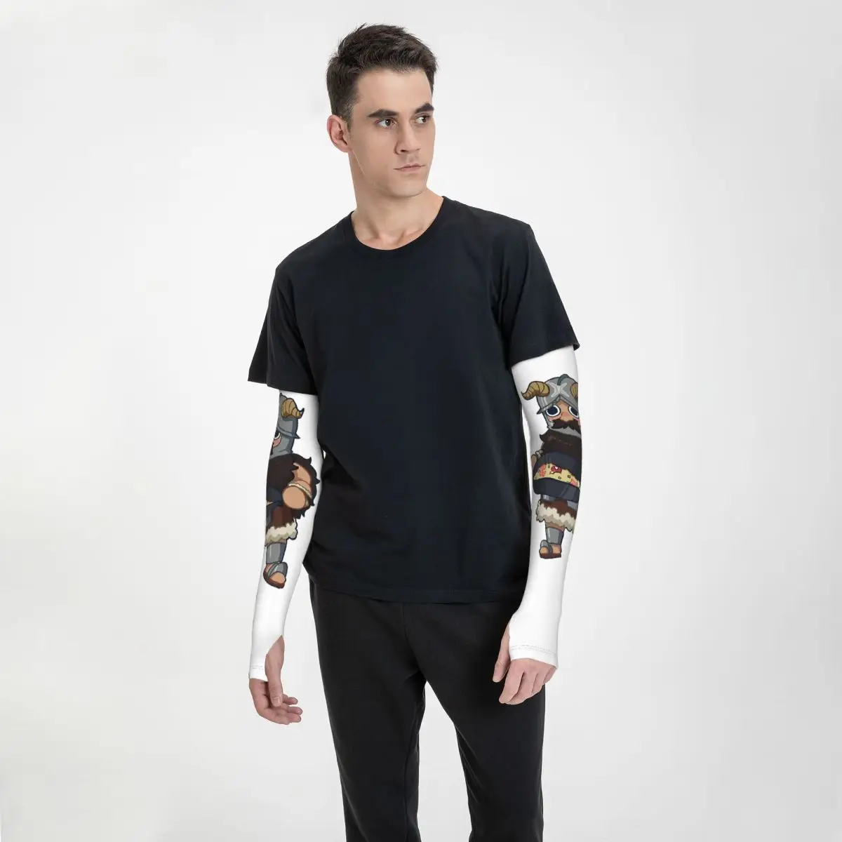 Dungeon Meshi - Senshi 1 Manchons de bras d'extérieur Housse de protection solaire UV Manchons de tatouage de cyclisme en soie glacée d'été