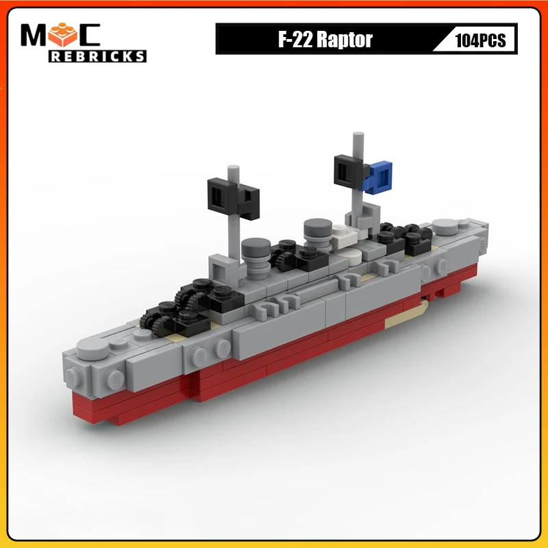 MOC-163300 WW2 UCS French Navy Battleship Richelieu Building Block Military Warship Model Collection Bricks Boy Toys Xmas Gifts