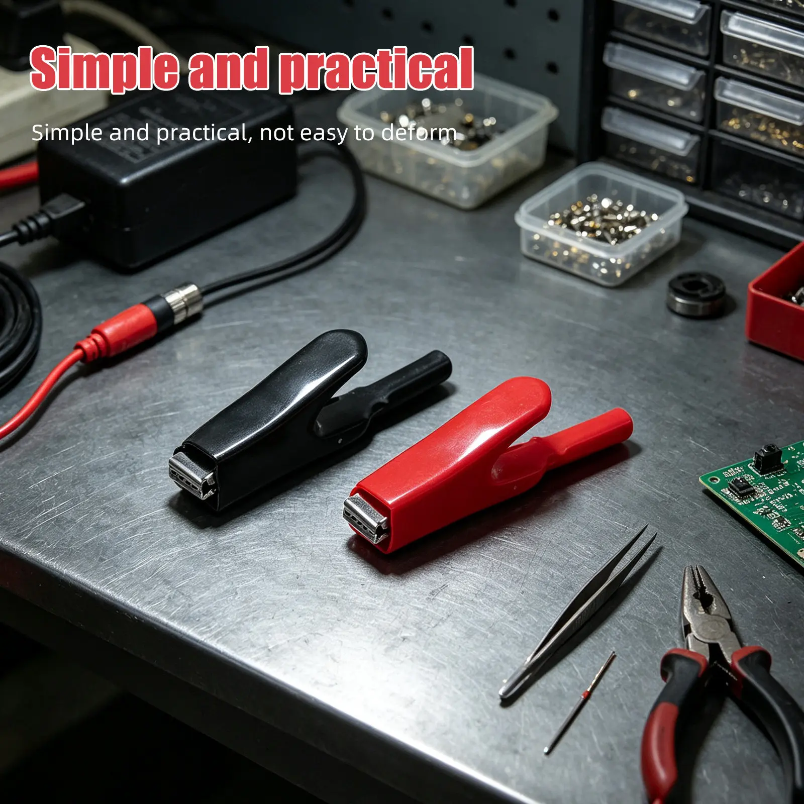 4Pcs Alligator Clips Insulated Protective Silicone Sleeve Electrical Clamps Thumb Operated Heavy Duty Battery Wire Connectors