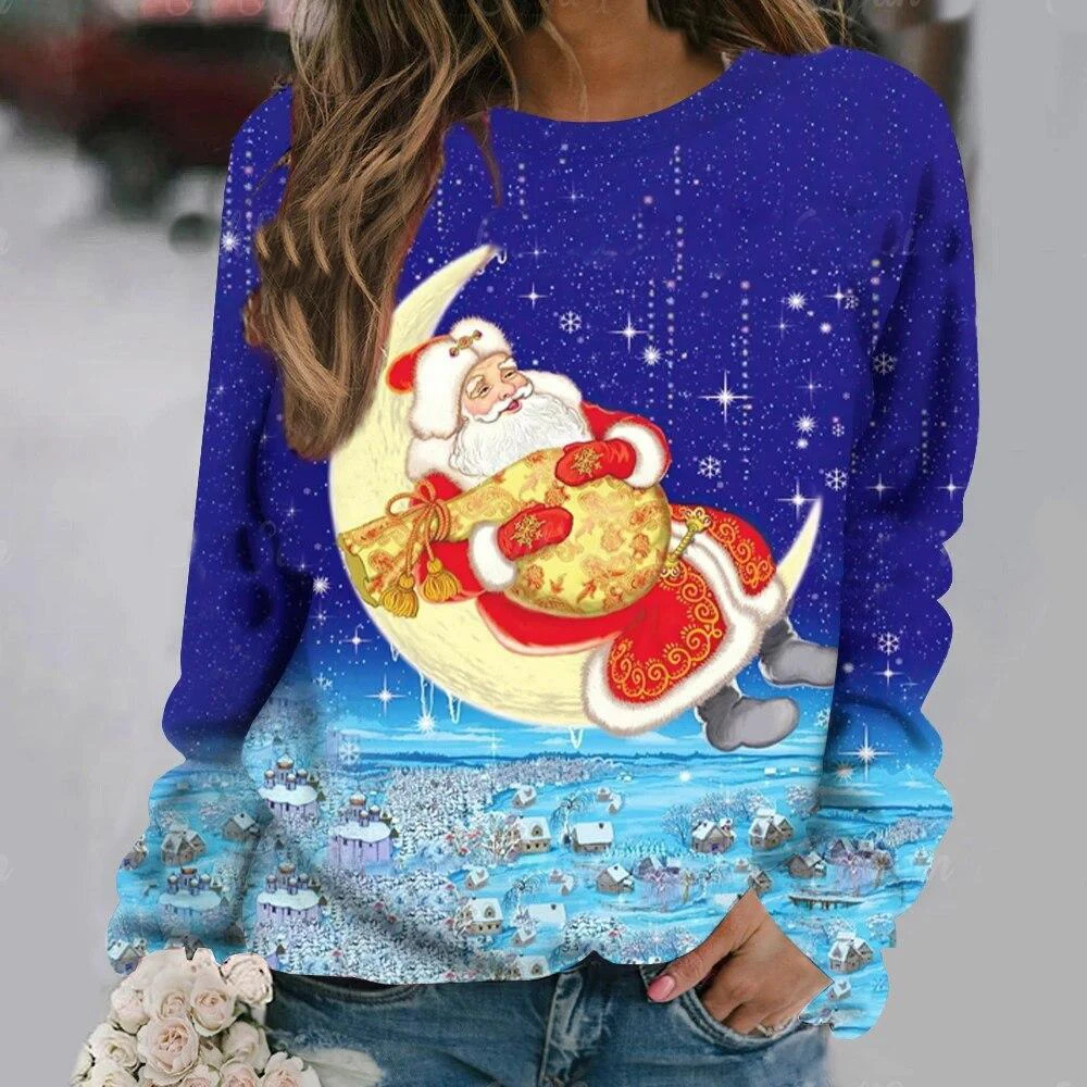 

Hot Selling And Quirky Santa Claus 3d Digital Printed Trendy Women's Raglan Sleeves Hooded Long Sleeved SweatshirtWA2