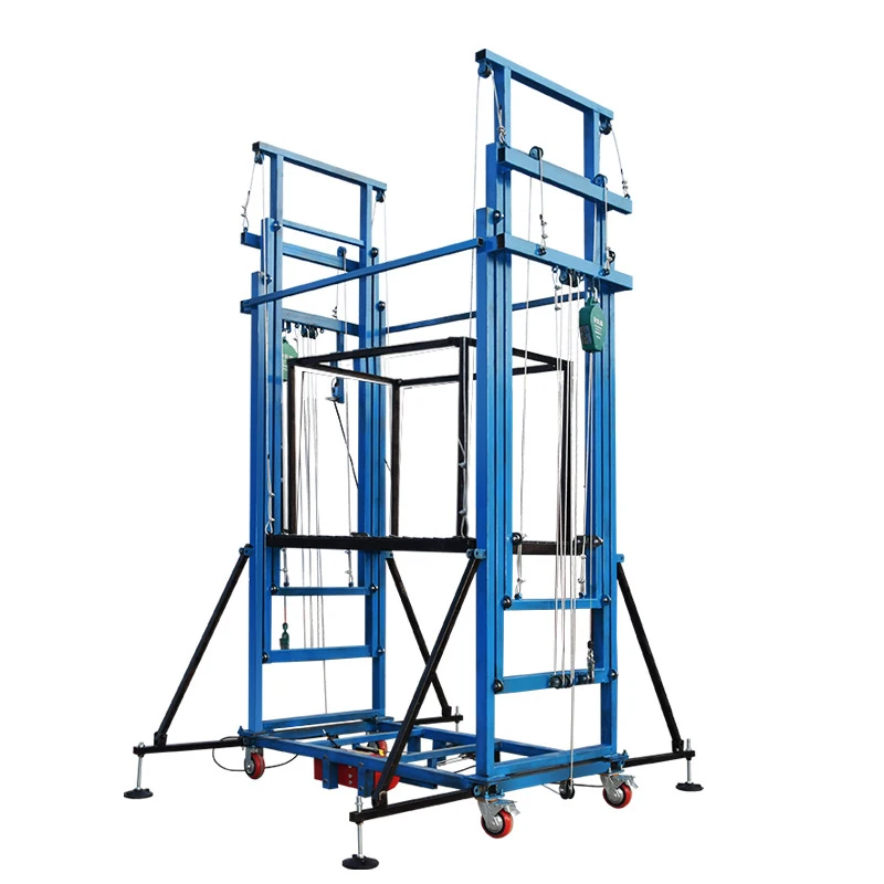 

Scissor lift scaffolding system with electric scaffolding lift