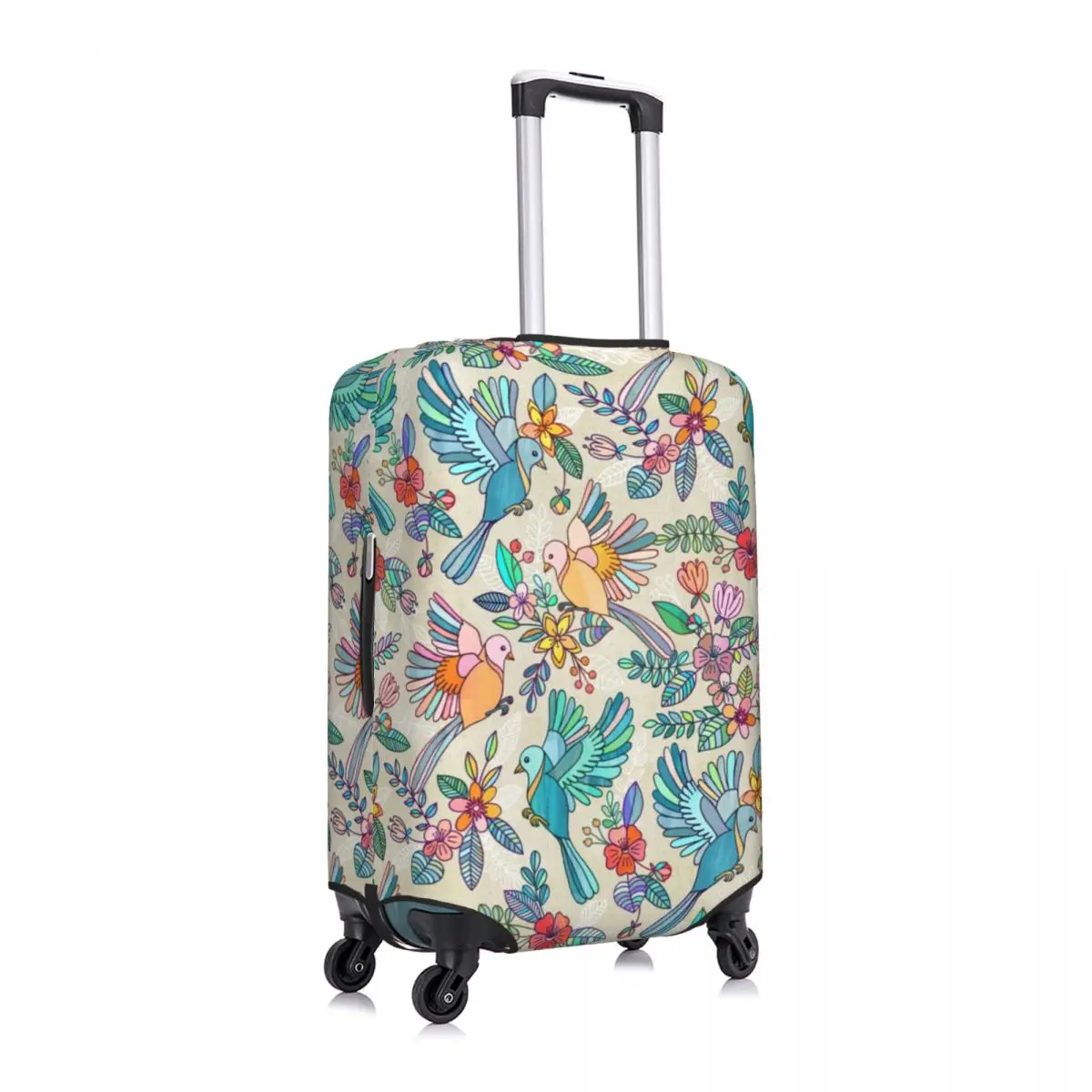 Whimsical Summer Flight Suitcase Cover Bird Flower Colorful Cute Business Protection Vacation Useful Luggage Accesories