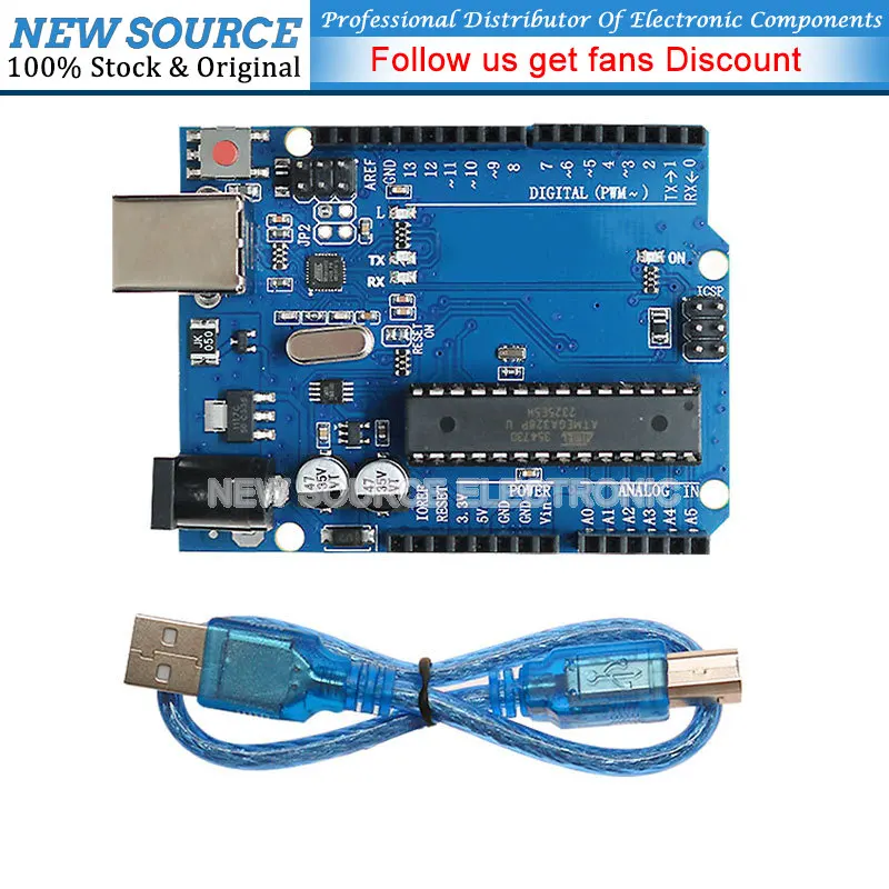 (1pcs) ATmega328P Develo pment Board With USB Cable UNO R3 Chip Microcomputer Module For Arduino