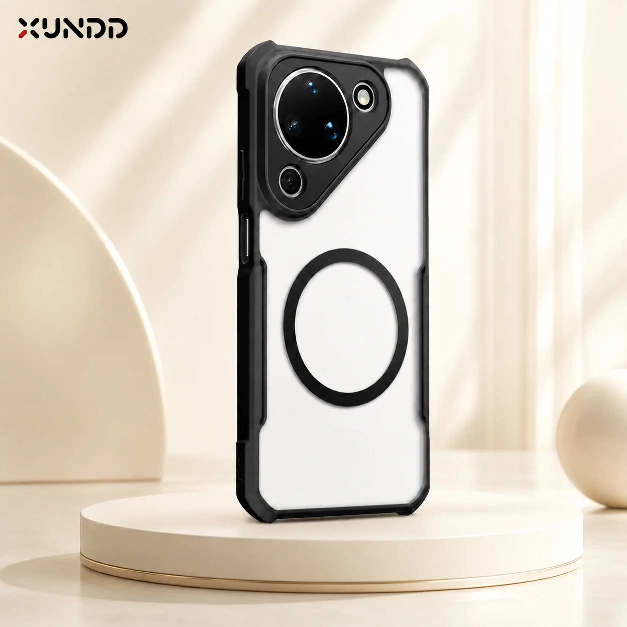 XUNDD Case For Huawei Pura 90 Pro Max Magnetic Kickstand Clear Shockproof Airbag Anti-Drop Cover with Full Camera Protection