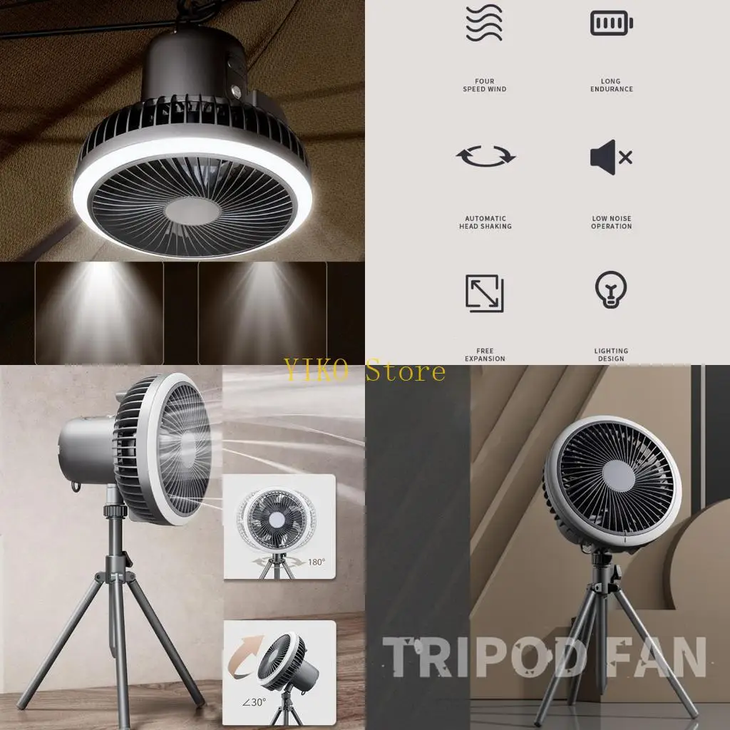 

Портативный кемпинговый вентилятор K32C со светодиодным фонарем, настольный вентилятор, подвесной крючок для палатки на открытом