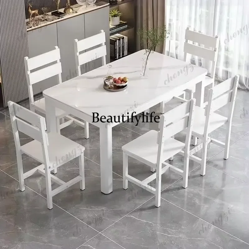 White Square Wooden Dining Table Modern Luxury Space Saving Design for Home Furniture Mesas De Jantar