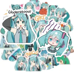 50pcs Miku Sticker Cute Sticker Pack Suitcase Skateboard Hand Account Sticker Anime Stickers Laptop Skin Toys Hatsune Miku