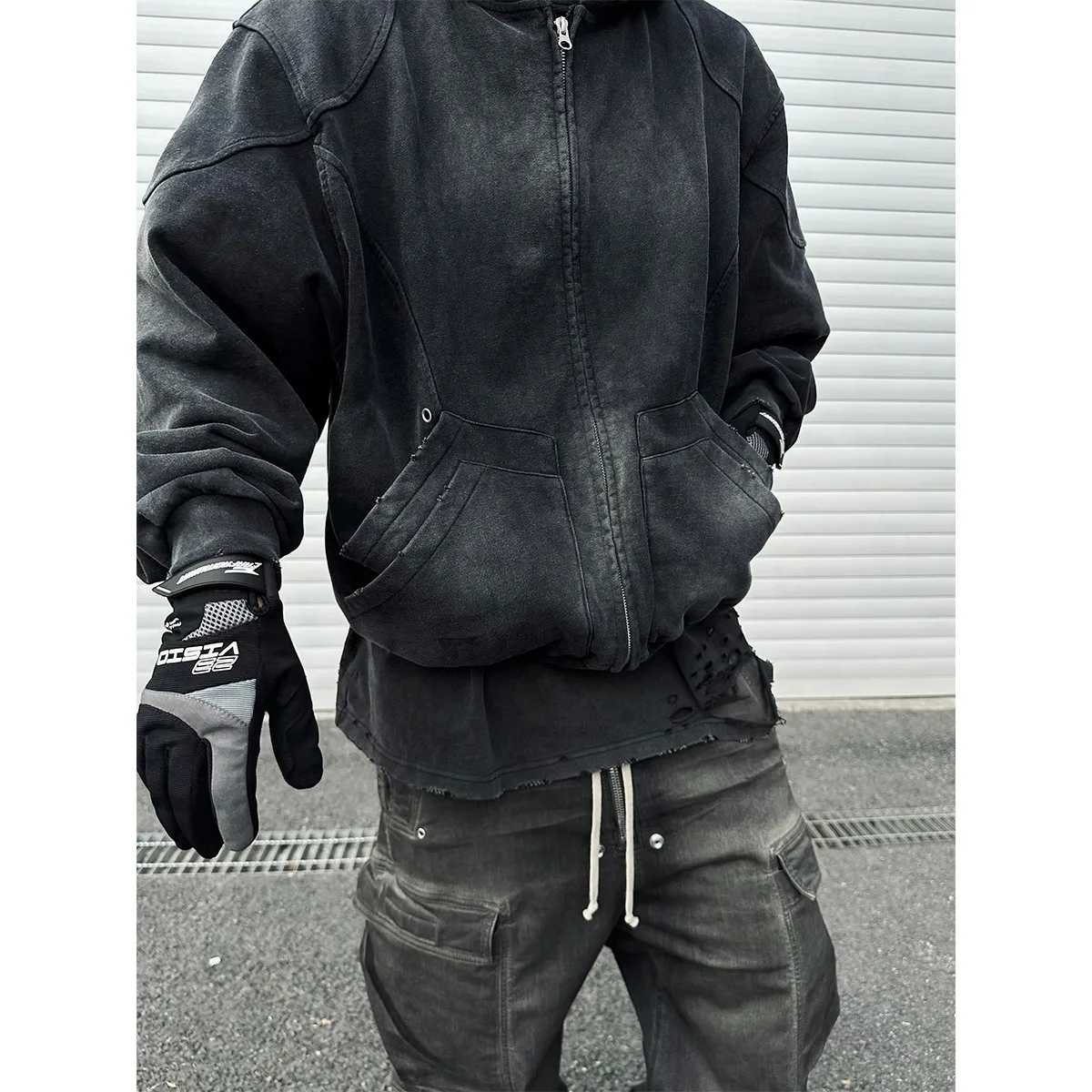 

Свободная мужская толстовка с капюшоном Jaet на молнии, осень-зима, большие размеры 250, повседневная одежда в американском стиле, полиэфирная ткань