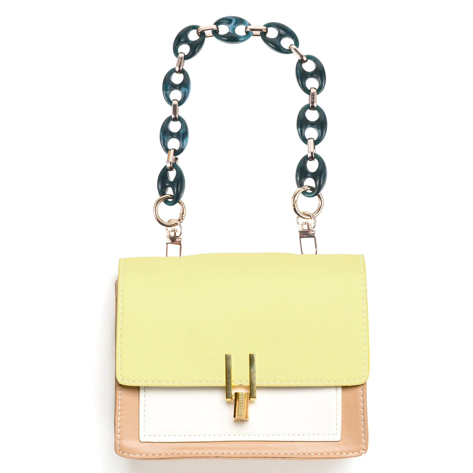 

Colorblock Retro Bag Chain Strap Stylish Resin Acrylic Design Strong Load-Bearing Long-Lasting No Fade DIY Handbag Shoulder