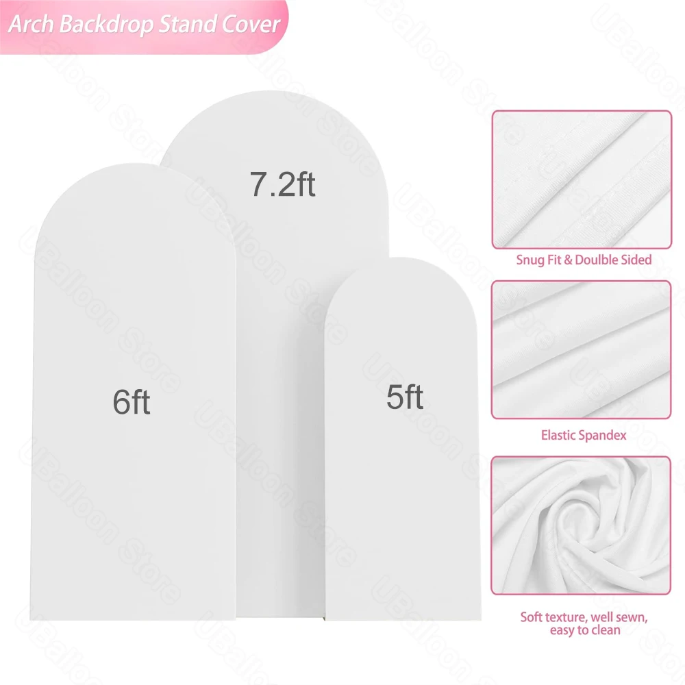 2M Chiara Bogenabdeckung, elastisch, doppelseitig, weiß, Baby-Hintergrund aus pinkfarbenem Stoff, Bogenabdeckung für Geburtstag, Babyparty, Hochzeit, Party – Detail 3