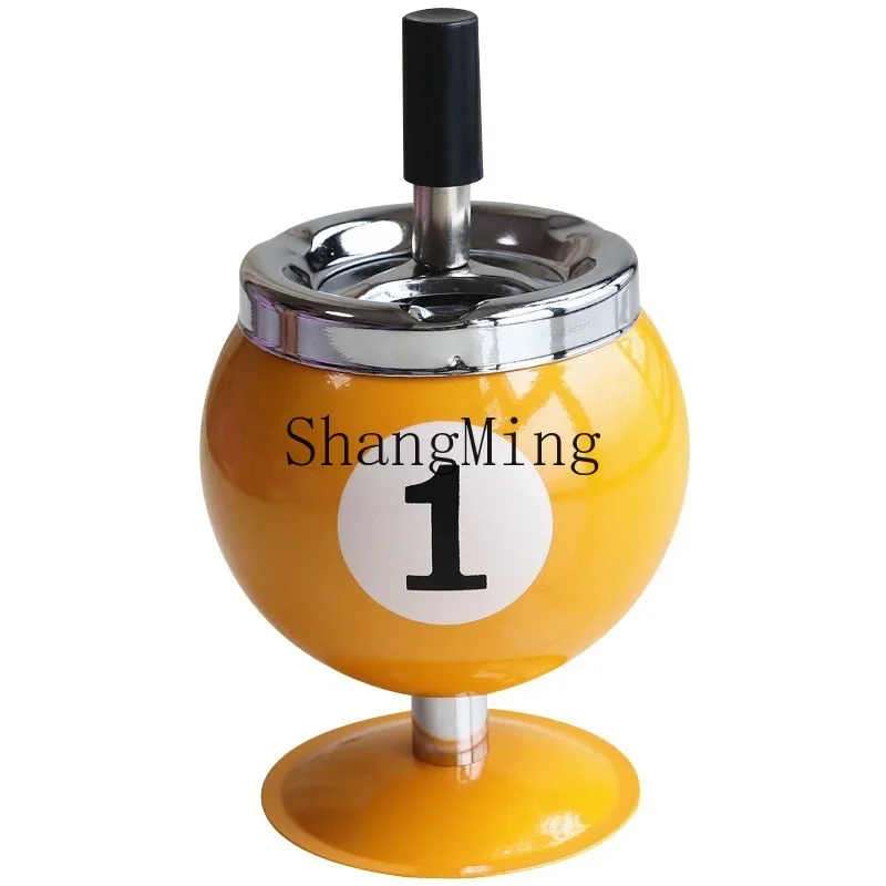 CLL Creative Billiards Metal Ashtray with Cover Anti-Fly Office Billiard Decor