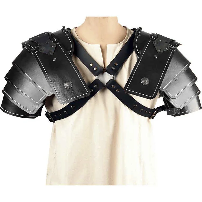 Medieval Viking Knight Gladiator Shoulder Armor Pauldrons Steampunk Gothic Leather Harness Spaulder LARP Samurai Cosplay Costume