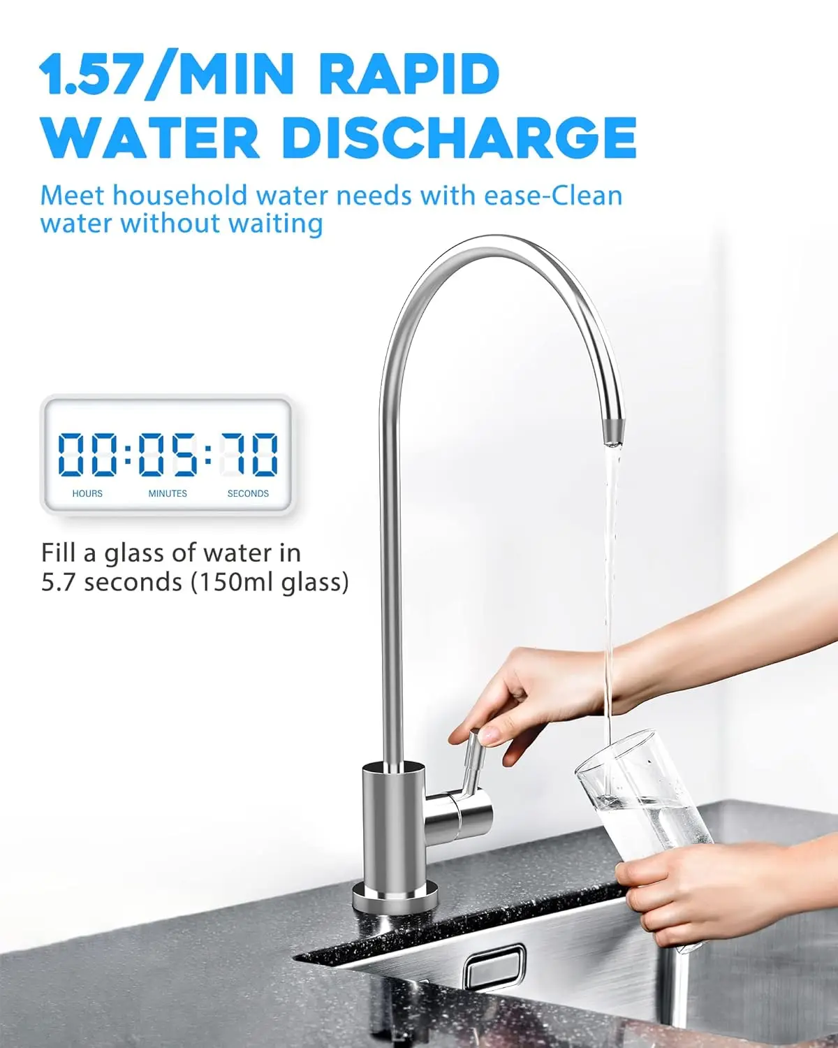 เครื่องกรองน้ำระบบ Reverse Osmosis แบบติดตั้งใต้เคาน์เตอร์ รุ่น STLF ZJW 600G  4 ขั้นตอน  แบบไม่ใช้ถังเก็บน้ำ