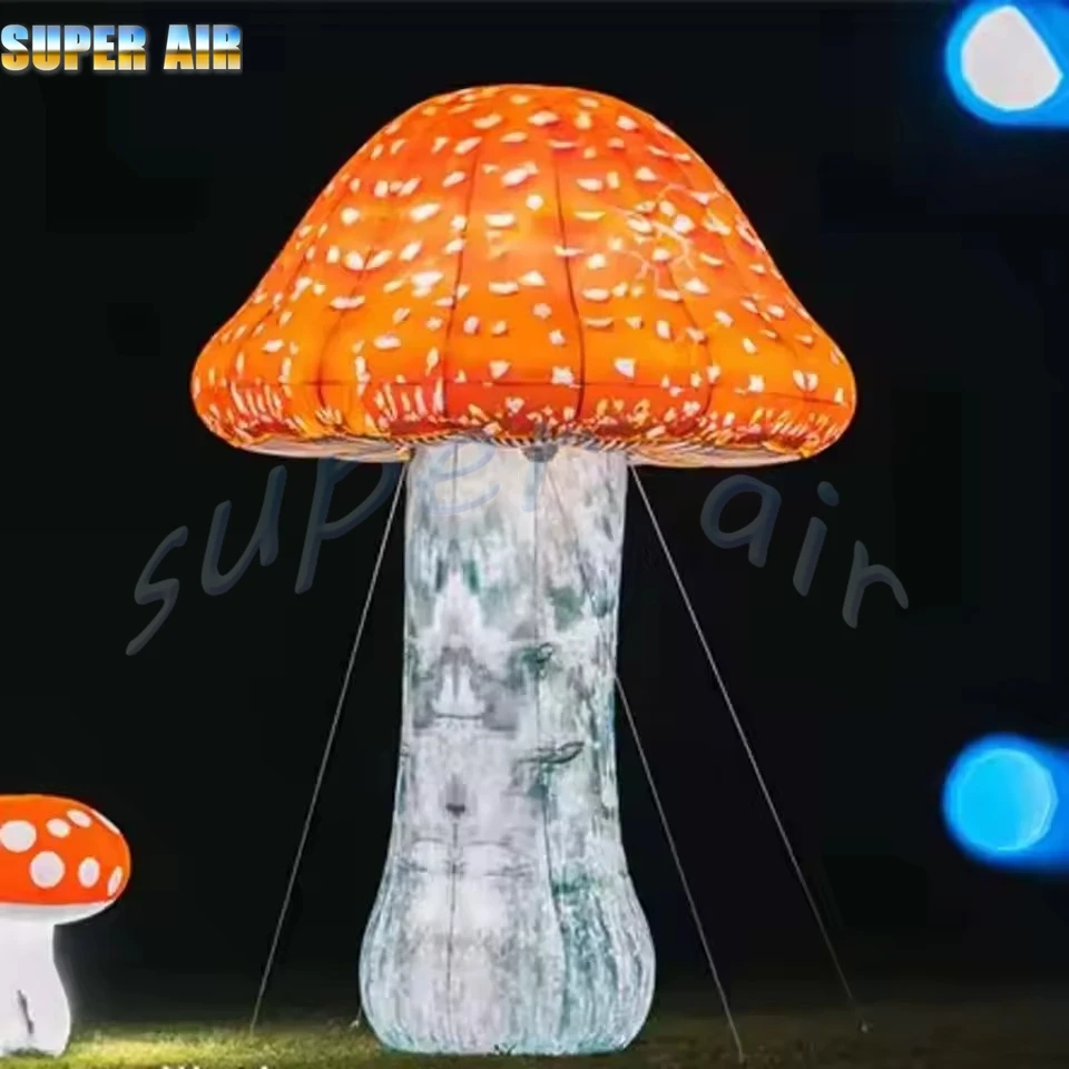 

Huge lighting decoration new style yellow inflatable mushroom with air blower for decoration