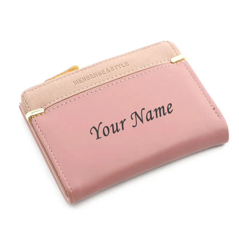 刻印カスタム名入りレディース財布ショートピンクコインパースファッション財布女性用カードホルダー女性用ミニクラッチ女の子用