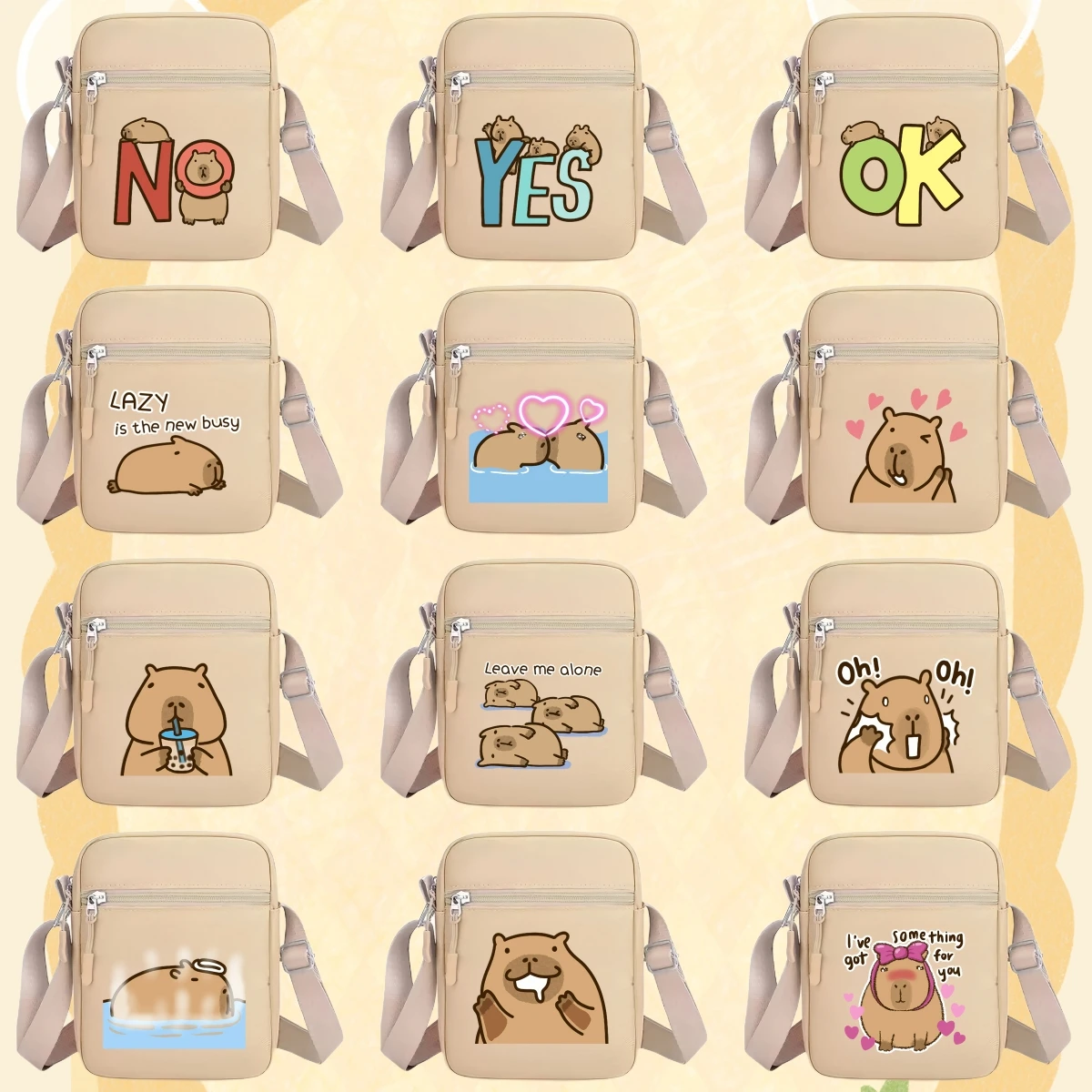 

Аниме мультфильм капибара принт студенческая сумка для хранения мобильного телефона Kawaii девушка мальчик уличная портативная сумка через плечо