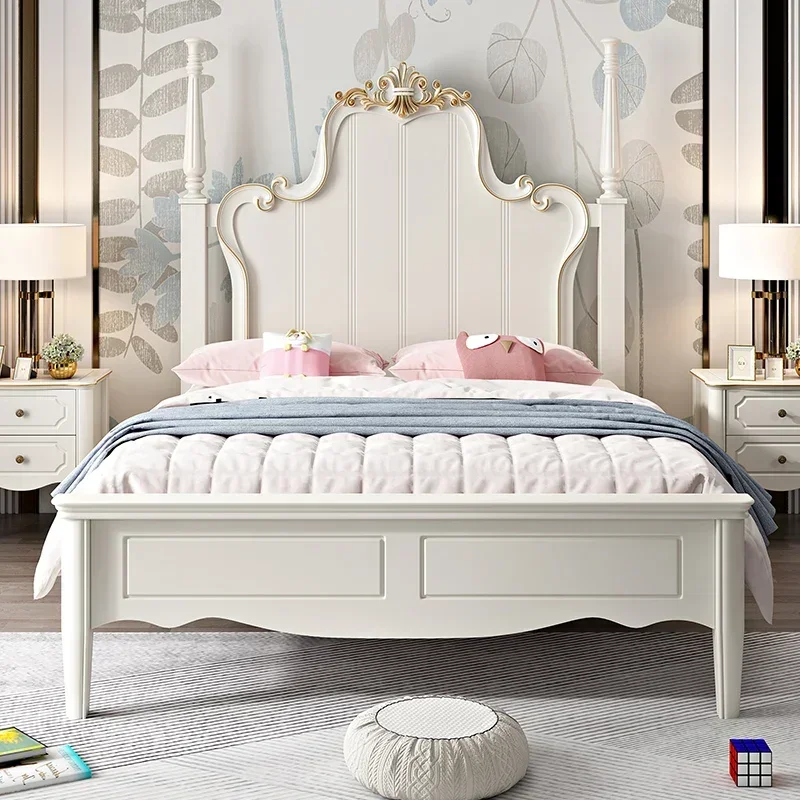 

China Wood Childrens Bed Girls White Modern Comferter Children Beds Princess Loft Simple Display Muebles Entrance Hall Furniture